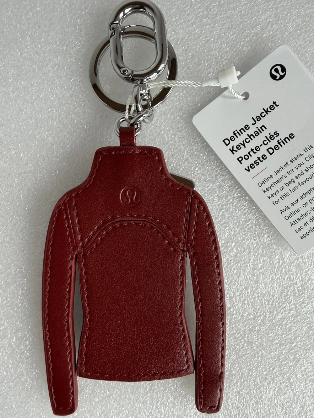 🆕 LULULEMON Define Jacket Keychain Cranberry Charm/Silver NWT